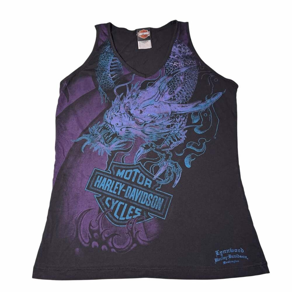 Harley-Davidson Dragon Tank Top Size XL Black Purple Lynnwood Washington